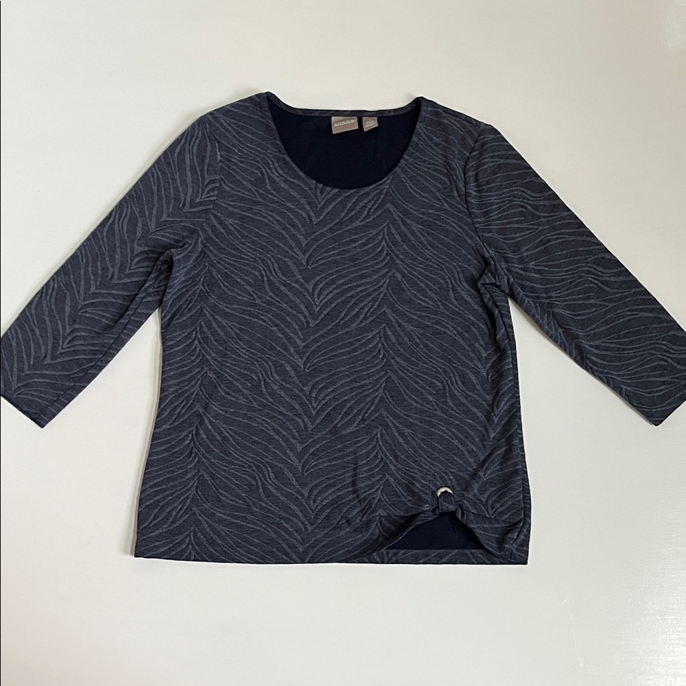 CHICO’S Dark Blue Patterned Long Sleeve Top